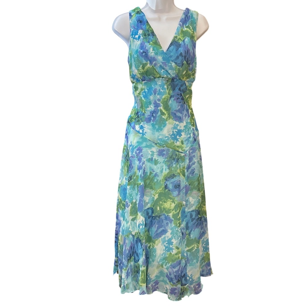 Vintage Style Studio 1940 Midi Dress Watercolor Floral Garden Party Romantic